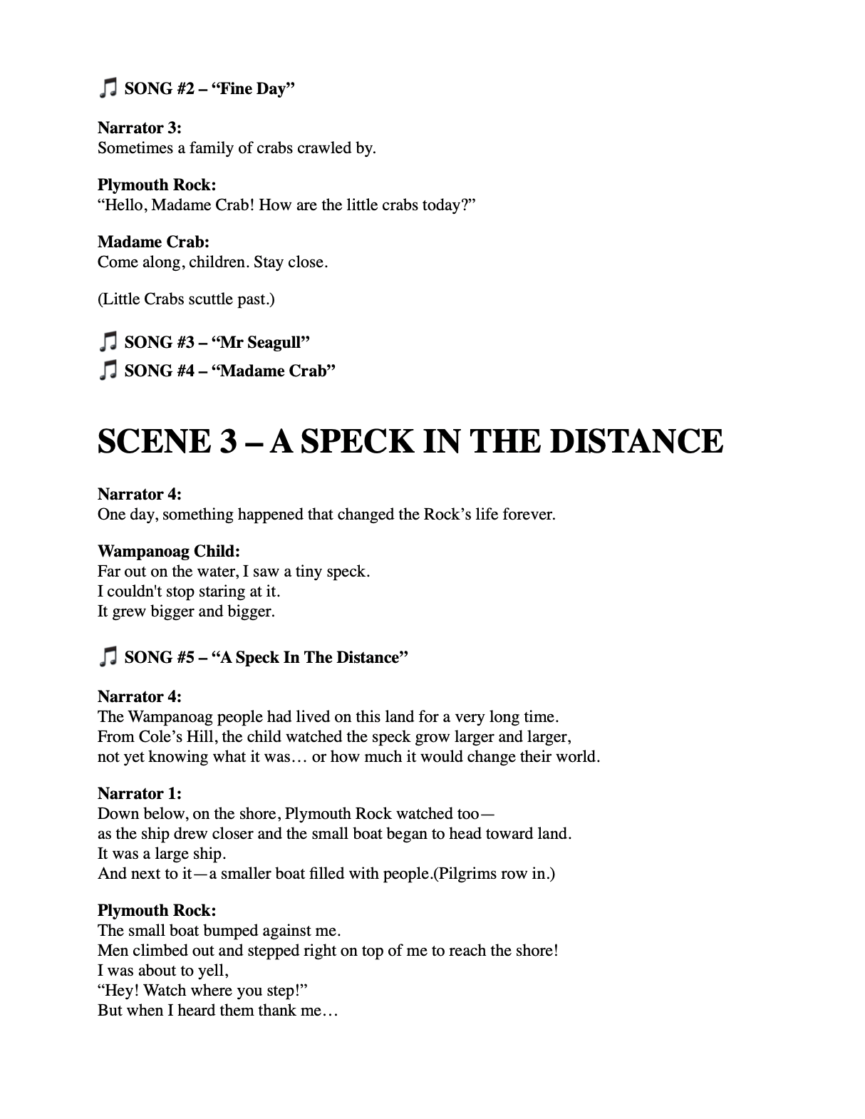 Student script and lyrics preview page 1